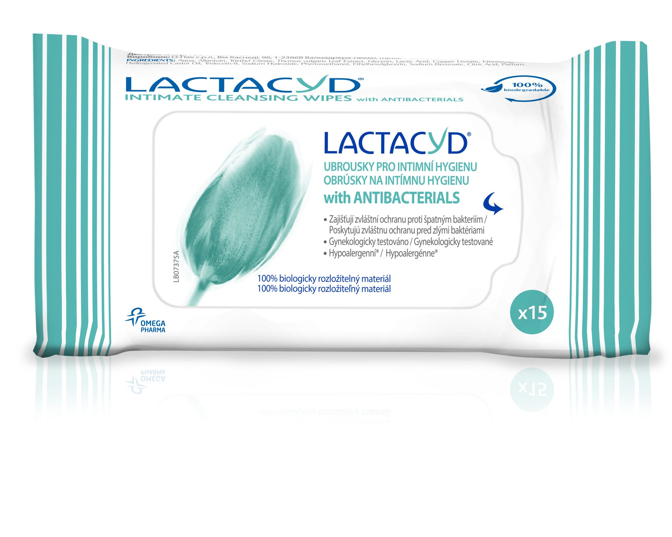 Lactacyd Antibakteriální ubrousky pro intimní hygienu 15 ks Lactacyd