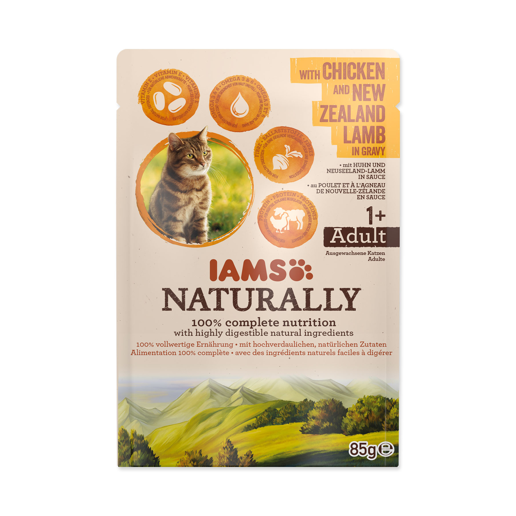 IAMS Naturally Adult kuře & jehněčí v omáčce kapsička 85 g IAMS