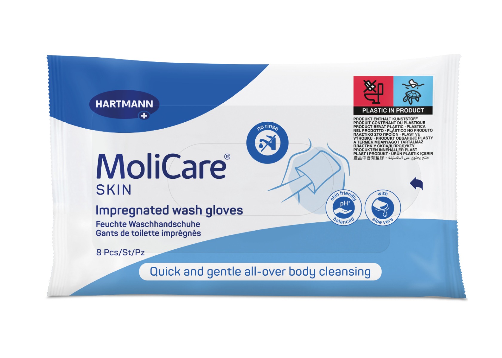 MoliCare Skin Napuštěné mycí žínky 8 ks MoliCare