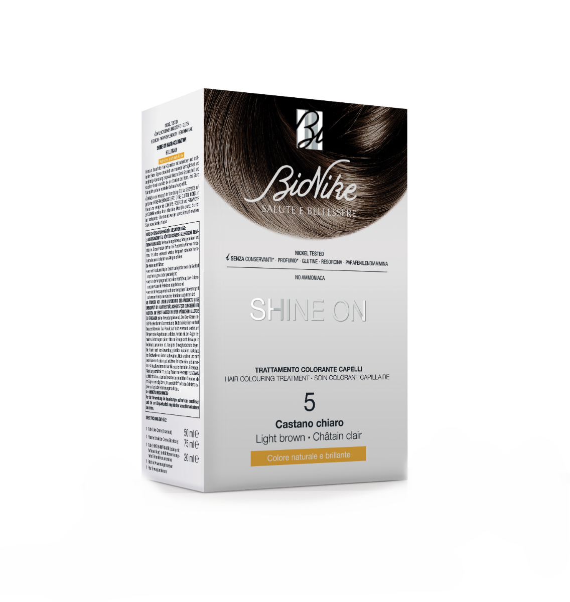 Bionike Shine on hair colouring treatment light brown barva na vlasy 75 ml světle hnědá Bionike