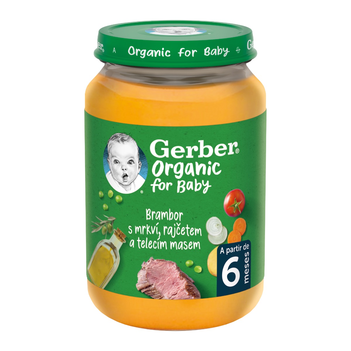 Gerber Organic Zelenina s telecím masem BIO 6m+ 190 g Gerber