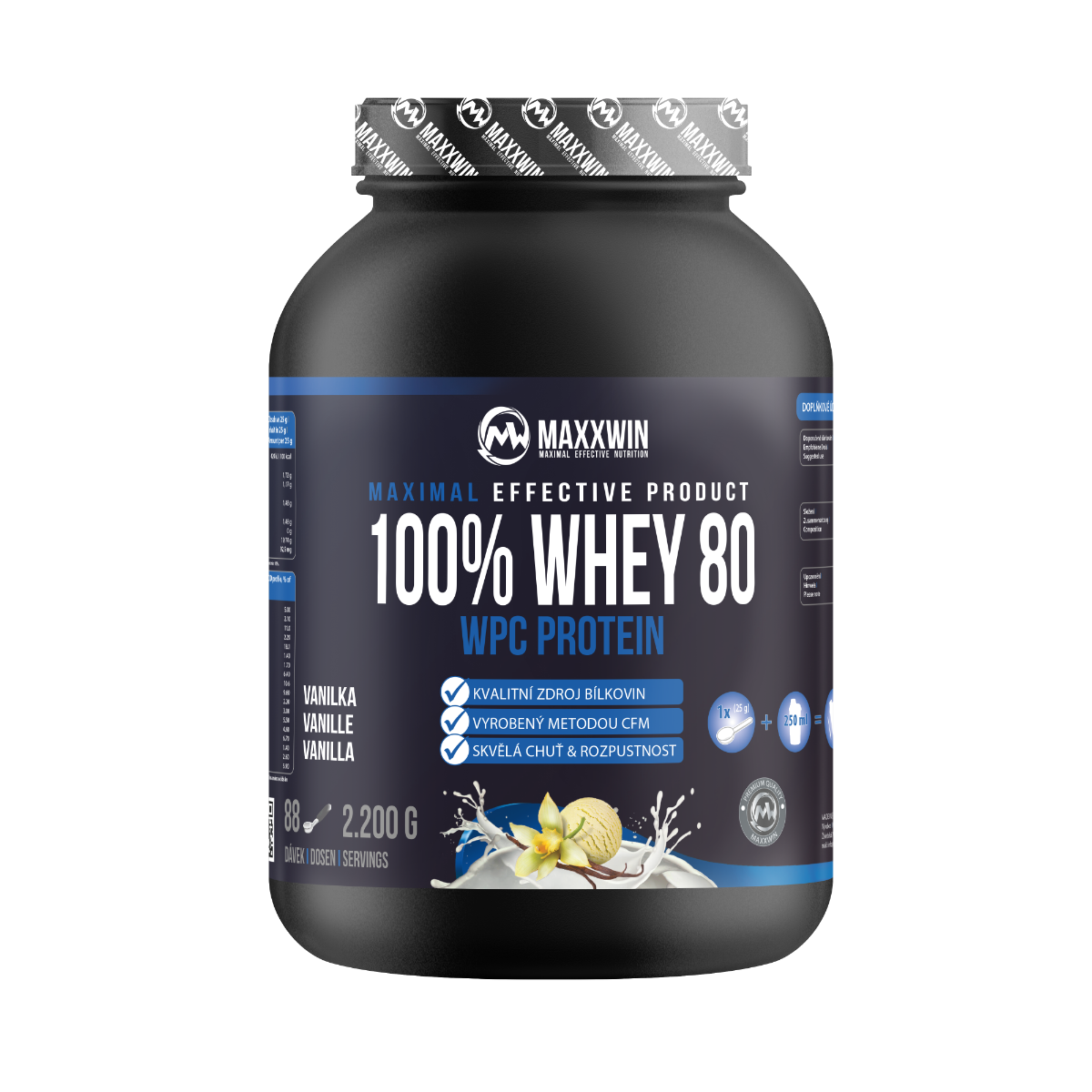MAXXWIN 100% WHEY 80 vanilka 2200 g MAXXWIN