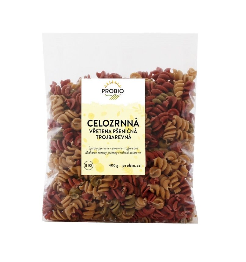 PROBIO Vřetena pšeničná celozrnná trojbarevná BIO 400 g PROBIO