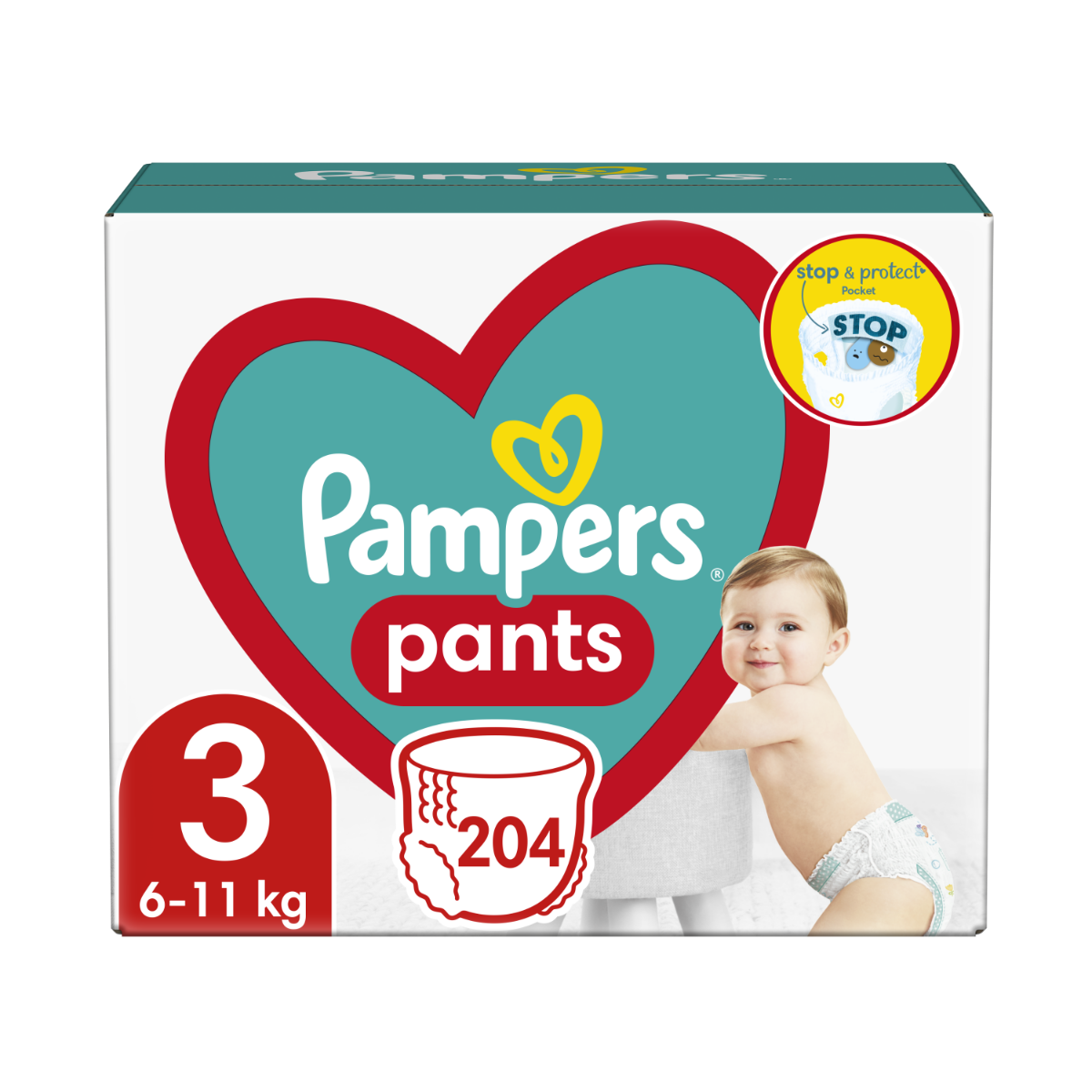 Pampers Pants vel. 3 6–11 kg plenkové kalhotky 204 ks Pampers