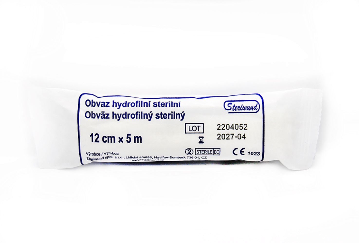 Steriwund Obinadlo hydrofilní pletené sterilní 12 cm x 5 m 1 ks Steriwund