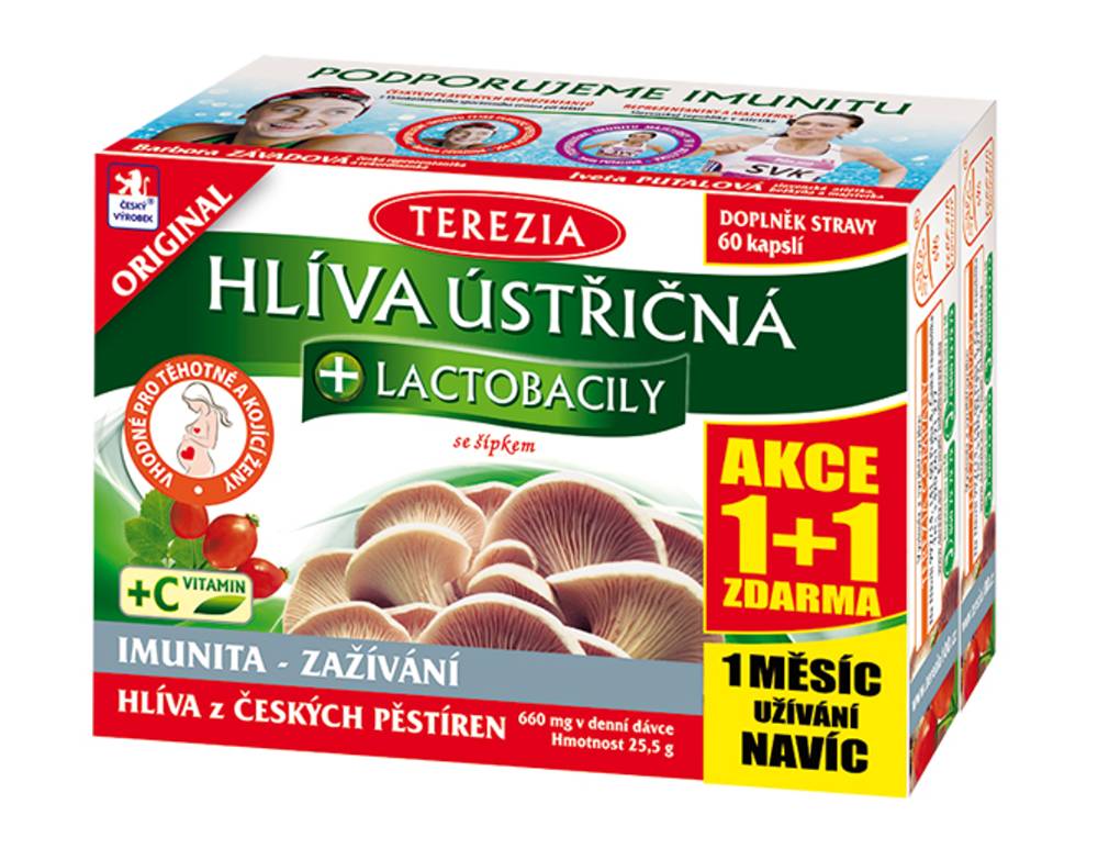 Terezia Hlíva ústřičná + lactobacily 60+60 kapslí 1+1 ZDARMA Terezia