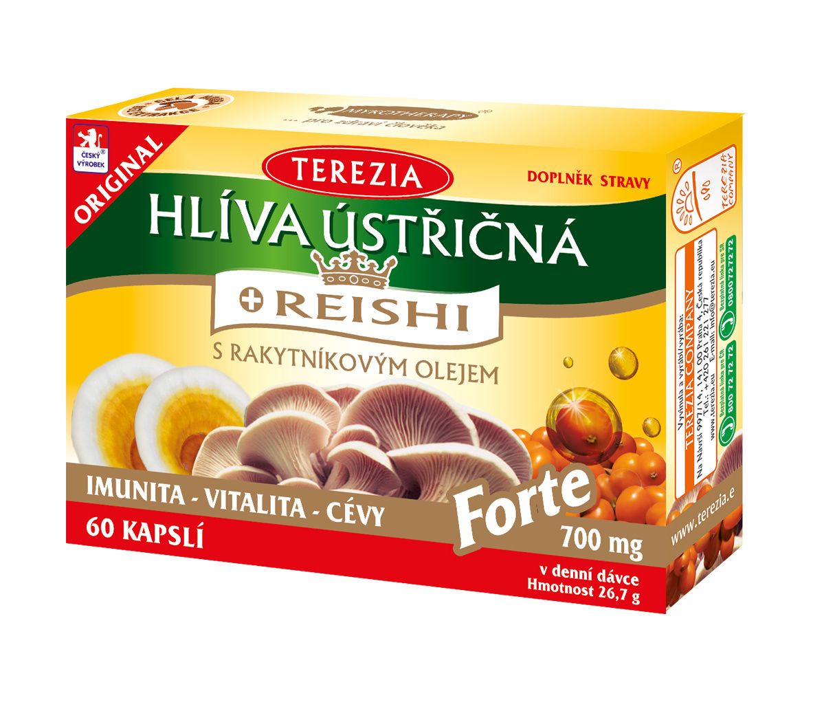 Terezia Hlíva ústřičná s REISHI Forte 60 kapslí Terezia