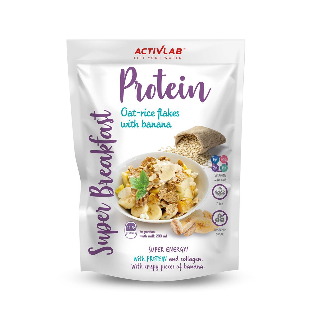 Activlab Super Protein Breakfast ovesné a rýžové vločky s banánem 300 g Activlab