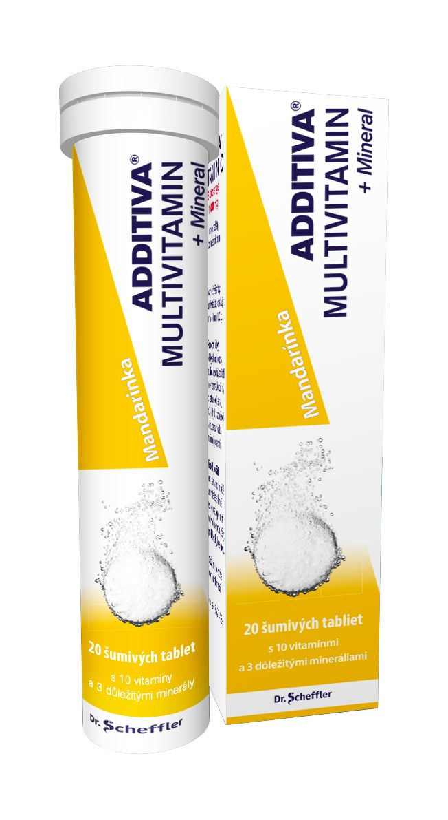 Additiva Multivitamin + Mineral mandarinka 20 šumivých tablet Additiva