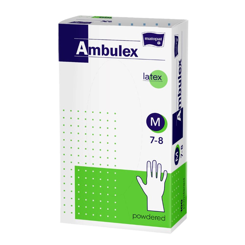 Ambulex Rukavice latexové jemně pudrované vel. M 100 ks Ambulex