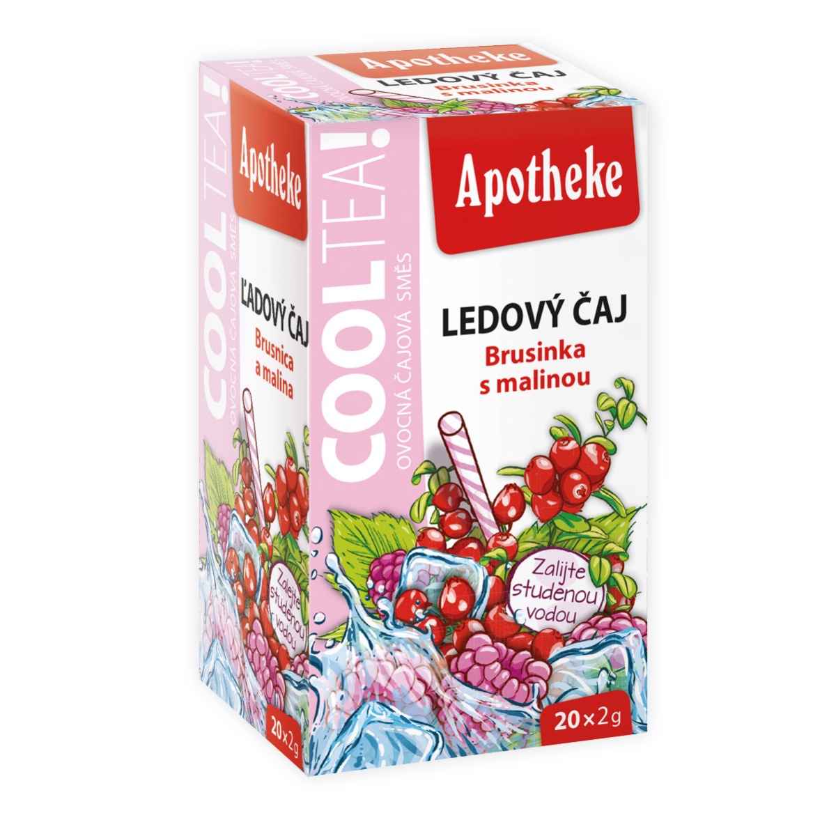 Apotheke CoolTea Brusinka s malinou porcovaný čaj 20x2 g Apotheke