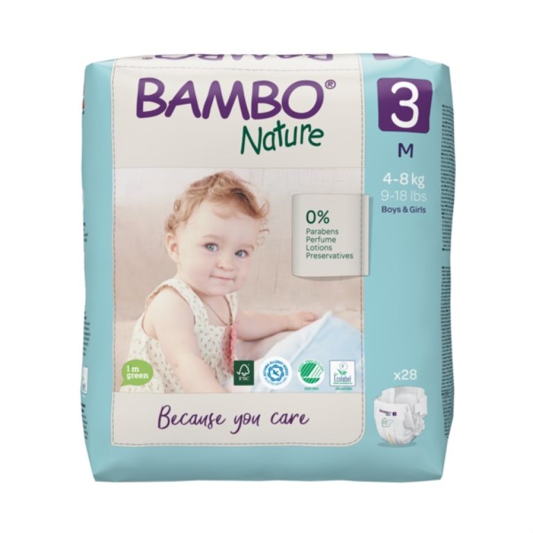 Bambo Nature 3 M 4-8 kg dětské pleny 28 ks Bambo