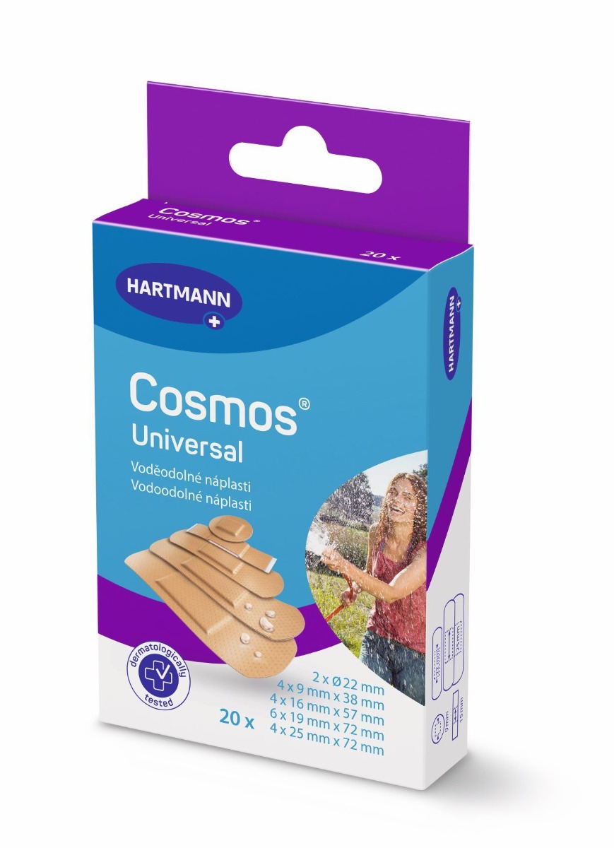 Cosmos Universal 5 velikostí voděodolná náplast 20 ks Cosmos