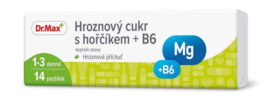 Dr. Max Hroznový cukr s hořčíkem a vitaminem B6 14 pastilek Dr. Max