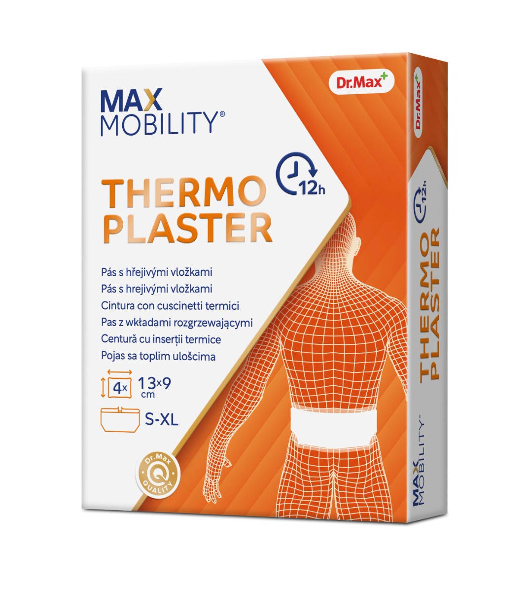 Dr. Max Thermoplaster Pás s hřejivými vložkami 4 vložky 13 x 9