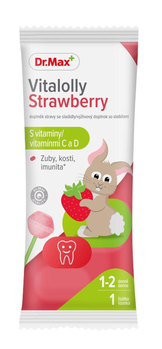 Dr. Max Vitalolly Strawberry lízátko 1 ks Dr. Max