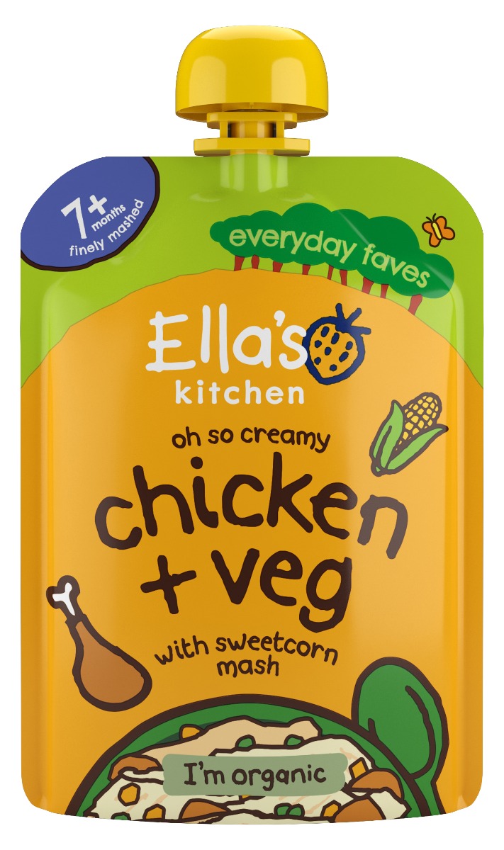 Ellas Kitchen BIO Kuřátko s kukuřičnou kaší kapsička 130 g Ellas Kitchen