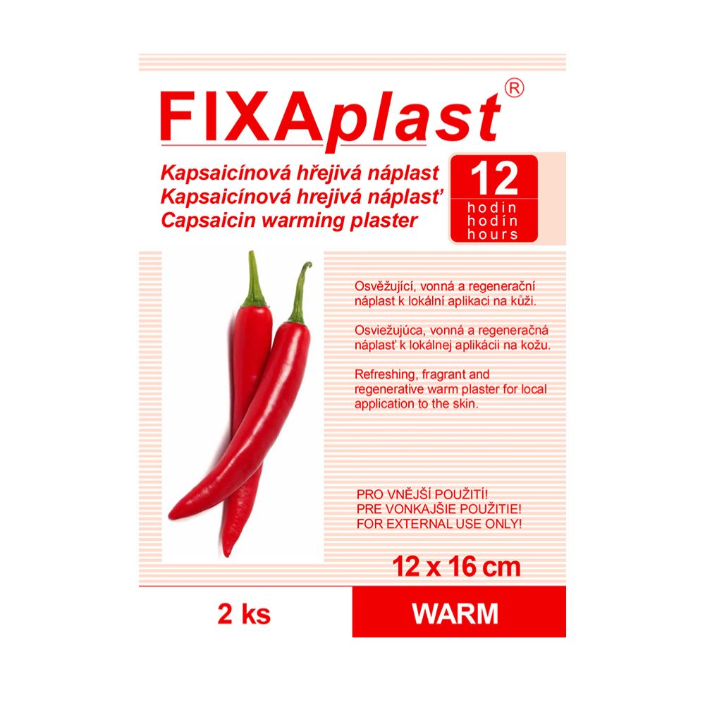 Fixaplast Warm Kapsaicínová hřejivá náplast 12x16 cm 2 ks Fixaplast