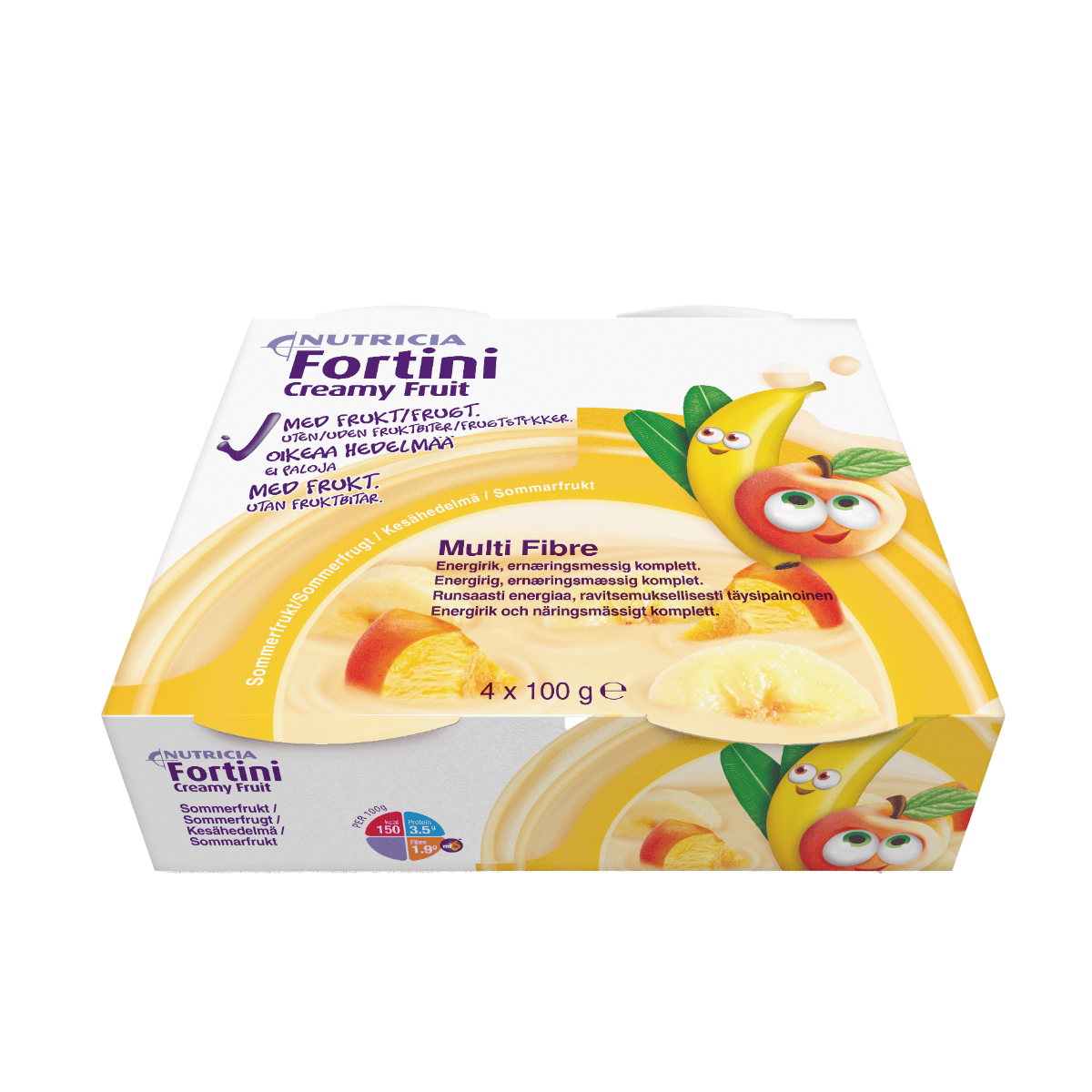 Fortini Creamy Fruit Multi Fibre Letní ovoce 4x100 g Fortini