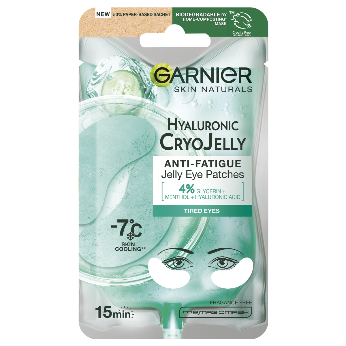 Garnier Skin Naturals Hyaluronic Cryo Jelly oční textilní maska s chladivým efektem 5 g Garnier