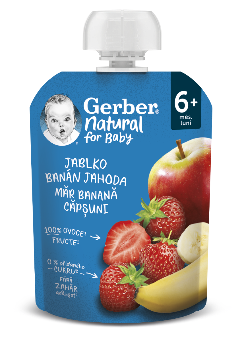 Gerber Natural Kapsička Jablko/banán/jahoda 90 g Gerber