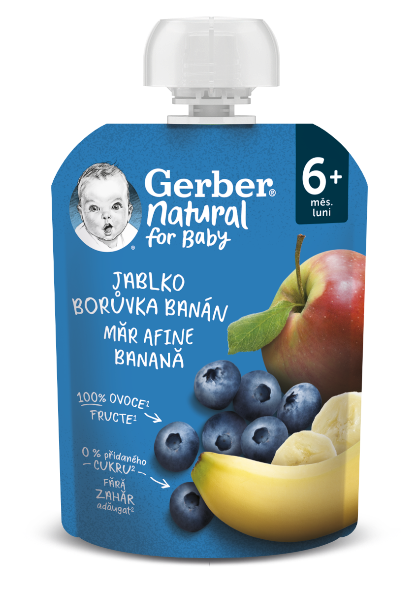 Gerber Natural Kapsička Jablko/borůvka/banán 90 g Gerber