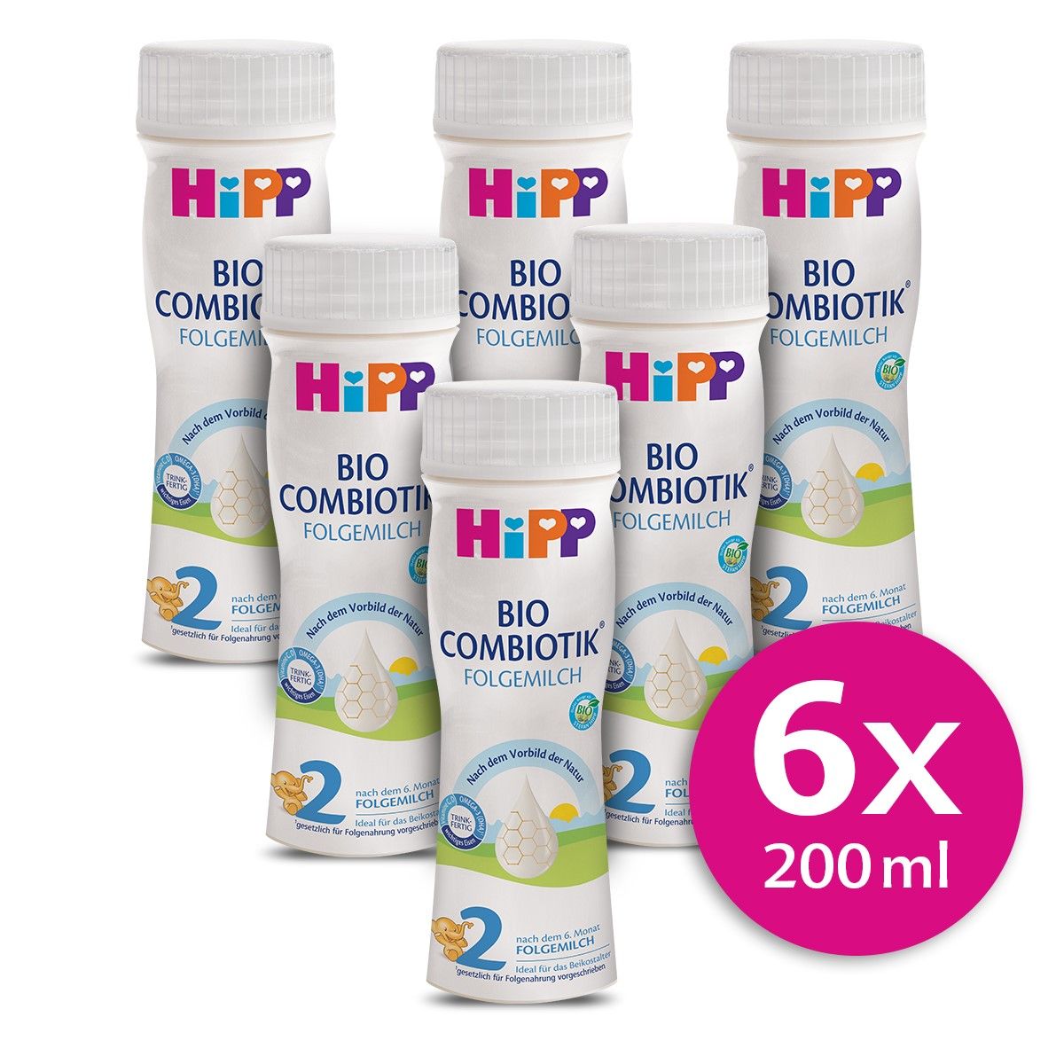 Hipp 2 BIO Combiotik Pokračovací mléčná kojenecká výživa 6x200 ml Hipp