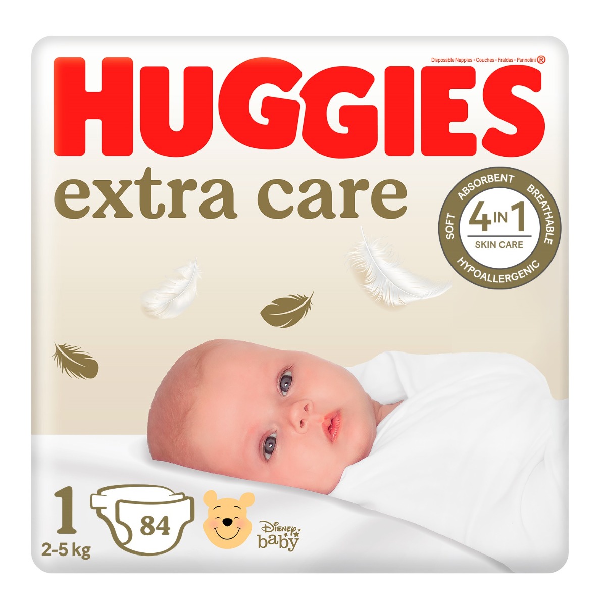 Huggies Extra Care 1 2–5 kg dětské pleny 84 ks Huggies