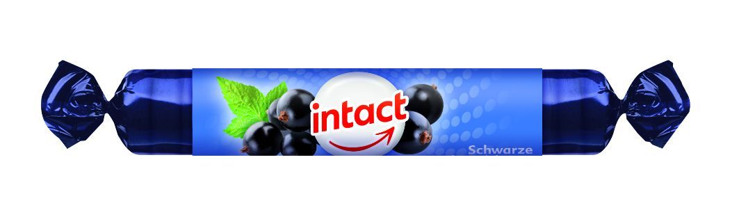 Intact Hroznový cukr s vitaminem C černý rybíz rolička 40 g Intact