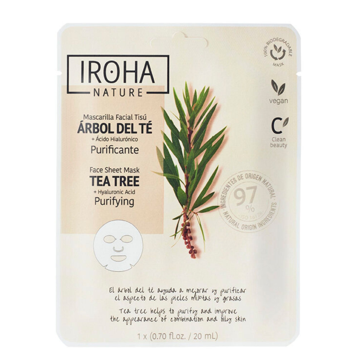 Iroha nature Čisticí obličejová maska Tea tree 20 ml Iroha nature