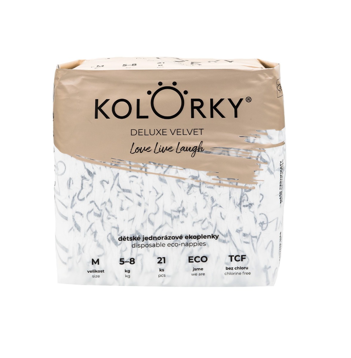 KOLORKY DELUXE VELVET Jednorázové eko plenky se sametovým povrchem vel. M 5-8 kg 21 ks KOLORKY