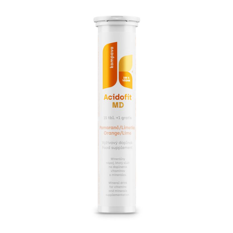 Kompava Acidofit MD pomeranč/limetka 15+1 šumivých tablet Kompava