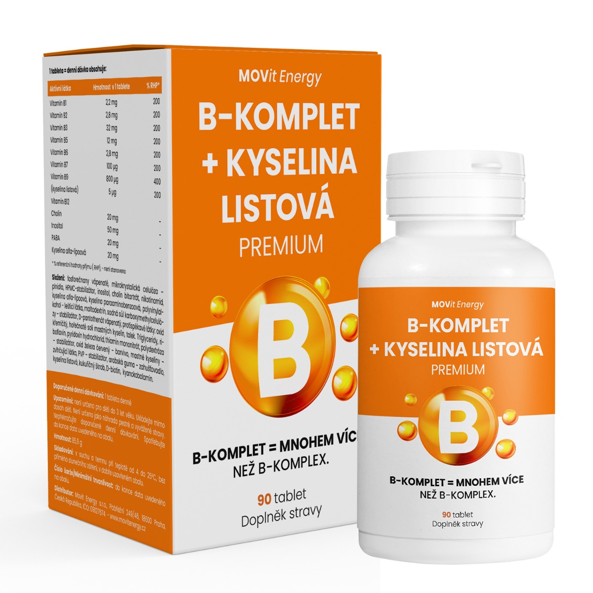MOVit Energy B-Komplet + Kyselina listová PREMIUM 90 tablet MOVit Energy