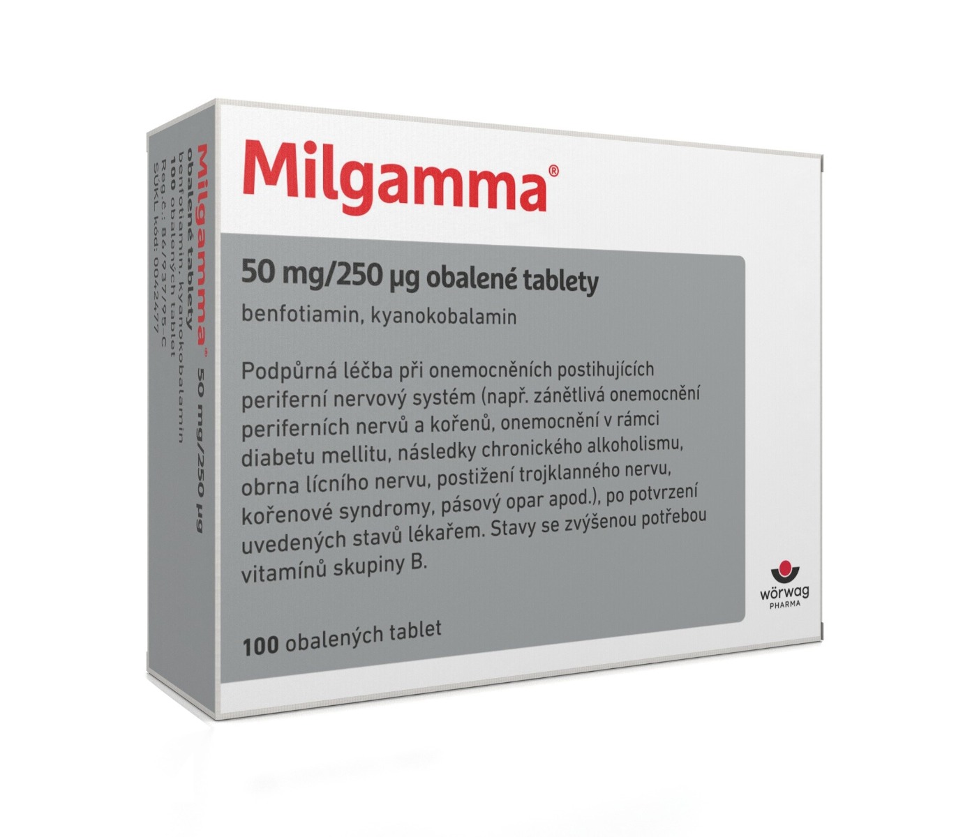 Milgamma 50 mg/250 μg 100 obalených tablet Milgamma
