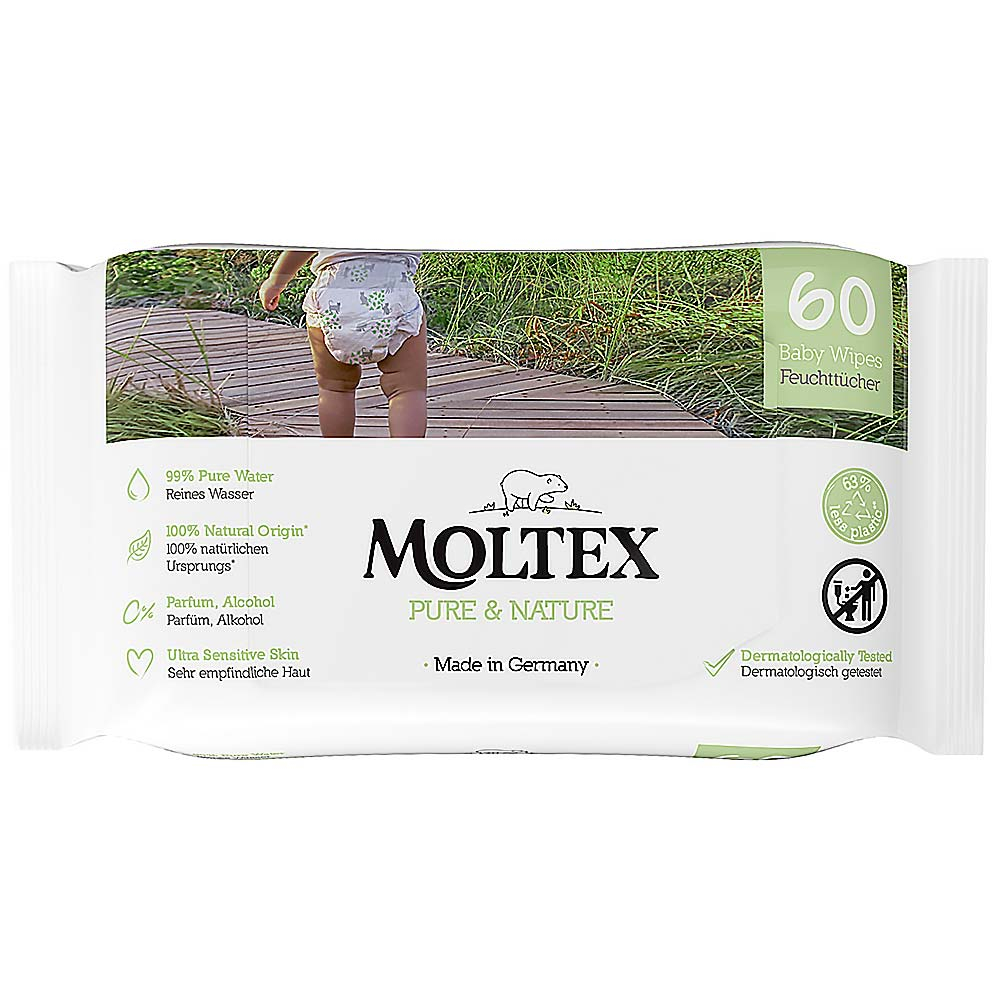 Moltex Pure & Nature EKO vlhčené ubrousky na bázi vody 60 ks Moltex Pure & Nature