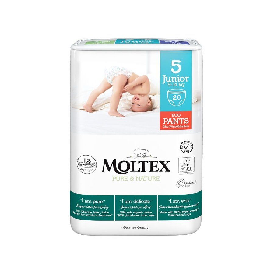 Moltex Pure & Nature Junior 9-14 kg plenkové kalhotky 20 ks Moltex Pure & Nature