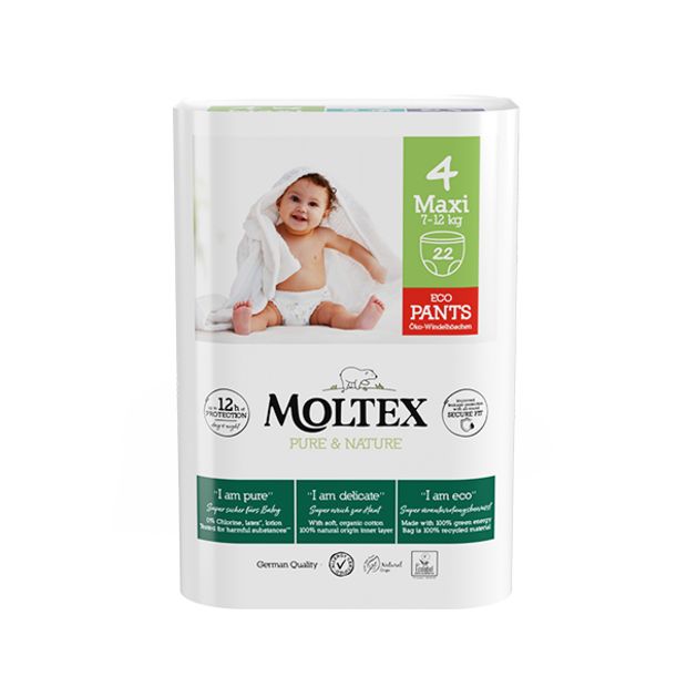 Moltex Pure & Nature Maxi 7-12 kg plenkové kalhotky 22 ks Moltex Pure & Nature