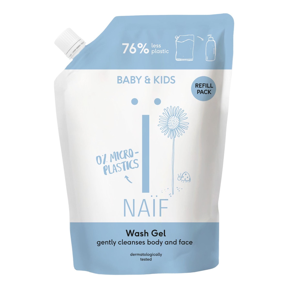 NAIF Čisticí a mycí gel pro děti a miminka náhradní náplň 500 ml NAIF