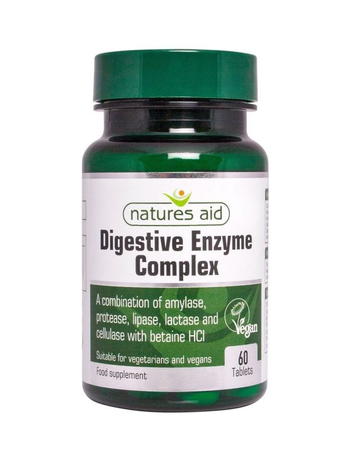 Natures Aid Trávicí enzymy Complex s betainem HCl 100 mg 60 tablet Natures Aid