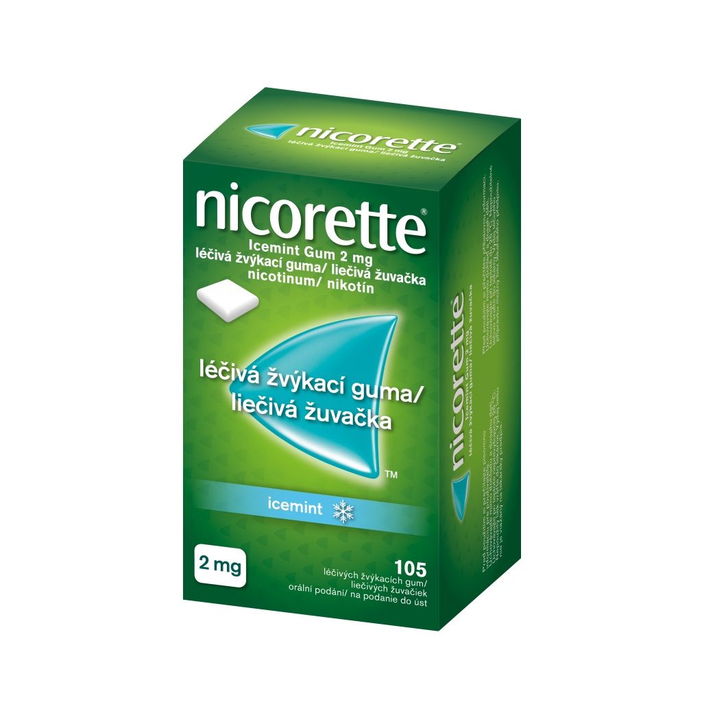 Nicorette Icemint Gum 2 mg léčivá žvýkací guma 105 žvýkaček Nicorette