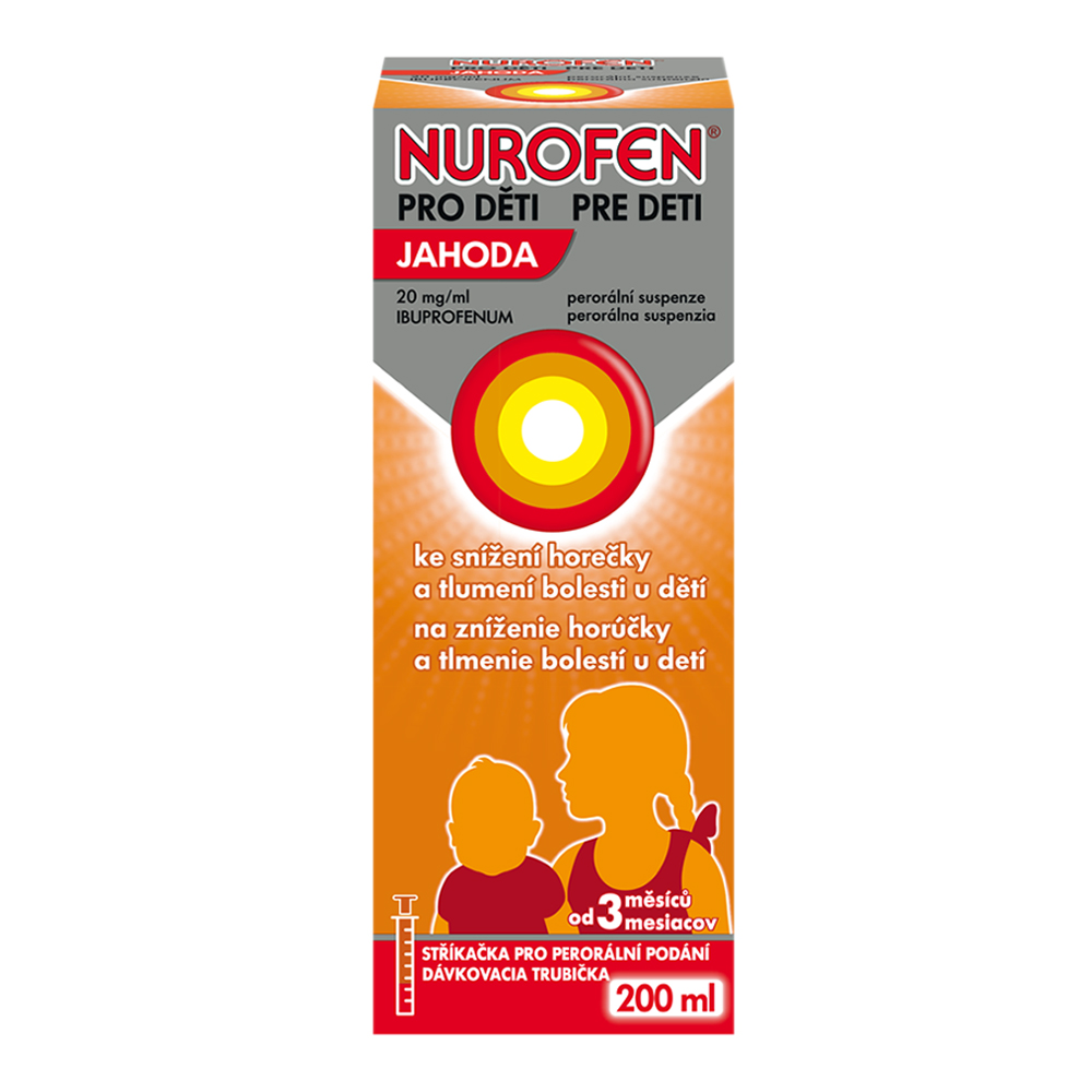 Nurofen pro děti 20 mg/ml jahoda suspenze 200 ml Nurofen