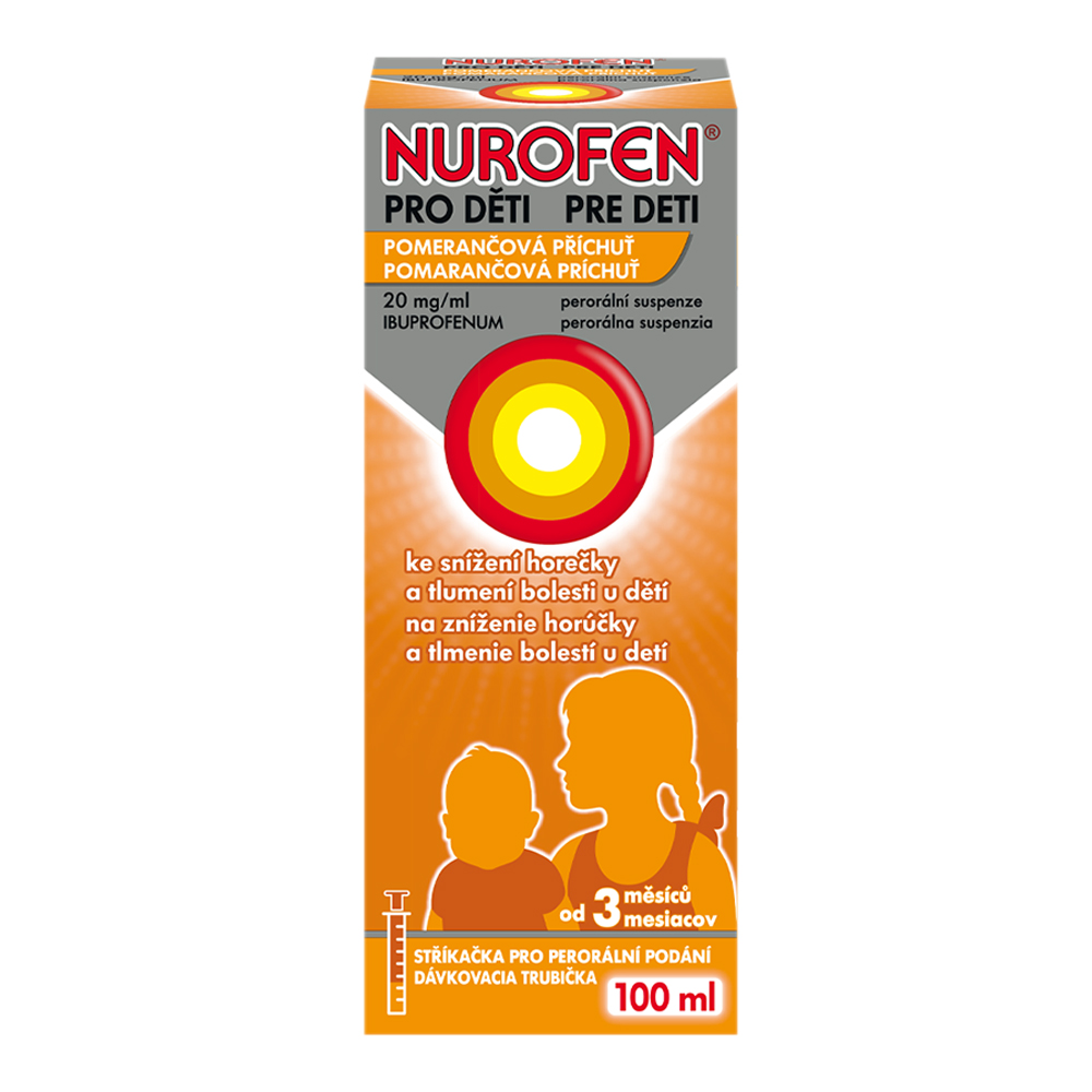 Nurofen pro děti 20 mg/ml pomeranč suspenze 100 ml Nurofen