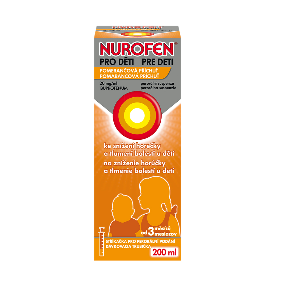 Nurofen pro děti 20 mg/ml pomeranč suspenze 200 ml Nurofen