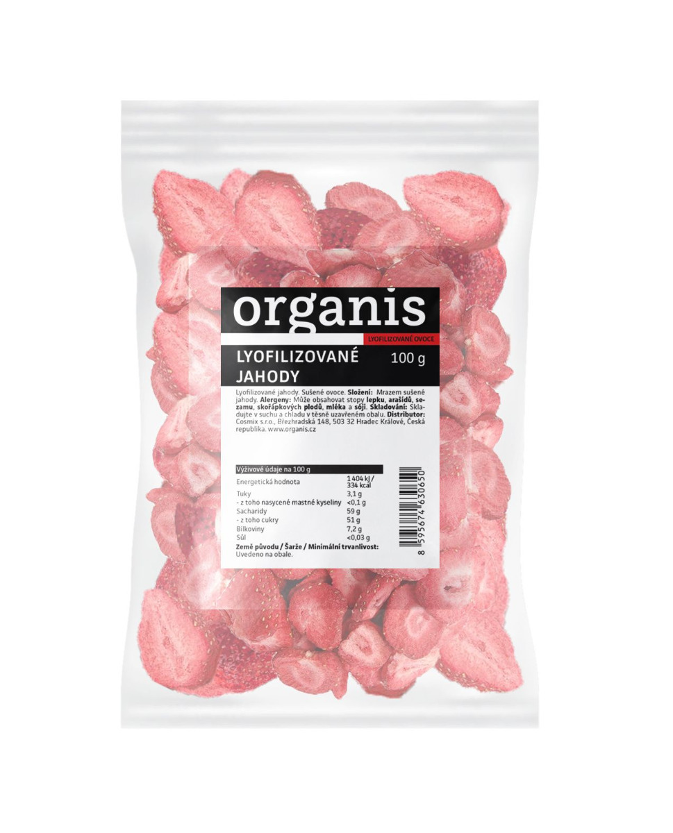 Organis Jahoda sušená mrazem plátky 100 g Organis