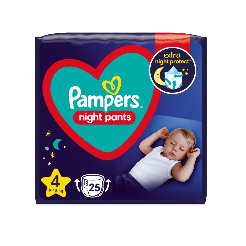 Pampers Night Pants vel. 4 9–15 kg dětské plenkové kalhotky 25 ks Pampers