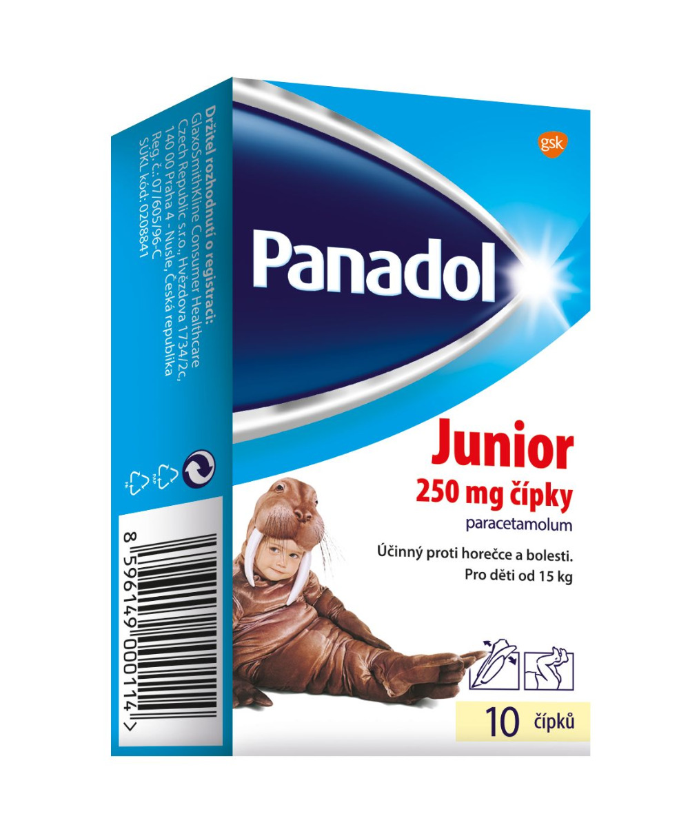 Panadol Junior 250 mg čípky 10 ks Panadol