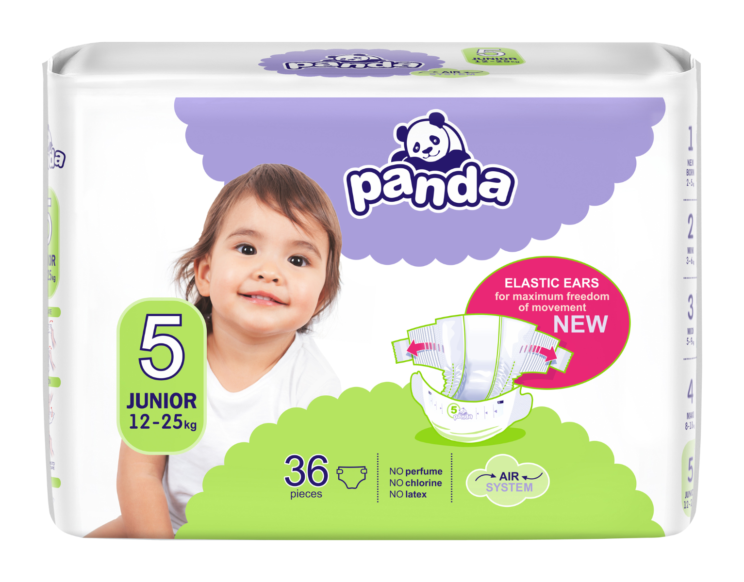 Panda Junior vel. 5 12-25 kg dětské pleny 36 ks Panda