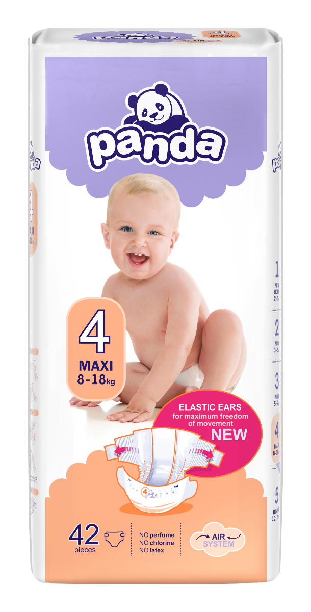 Panda Maxi vel. 4 8-18 kg dětské pleny 42 ks Panda