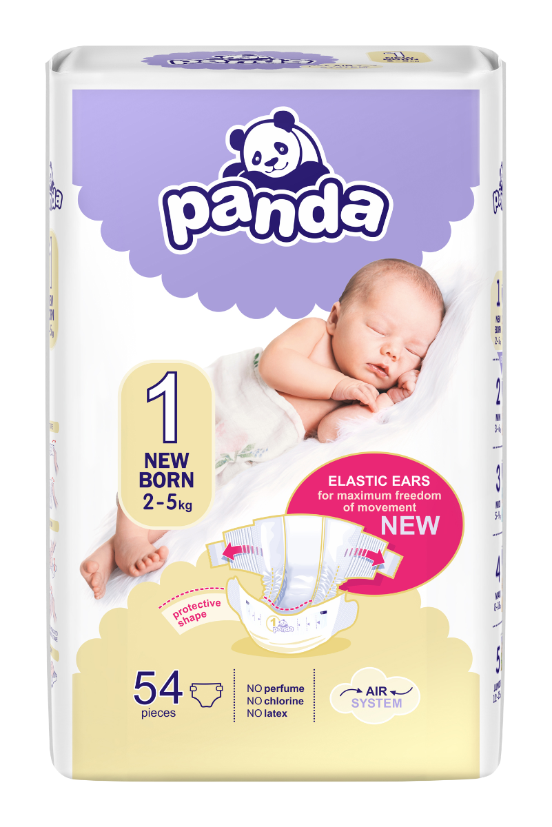 Panda New born vel. 1 2-5 kg dětské pleny 54 ks Panda