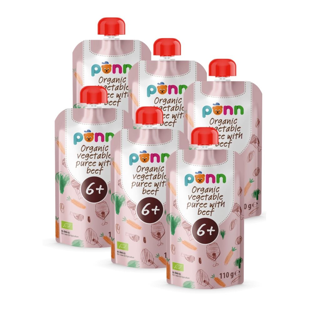 SALVEST Põnn BIO Hovězí maso se zeleninovým pyré 6x100 g SALVEST